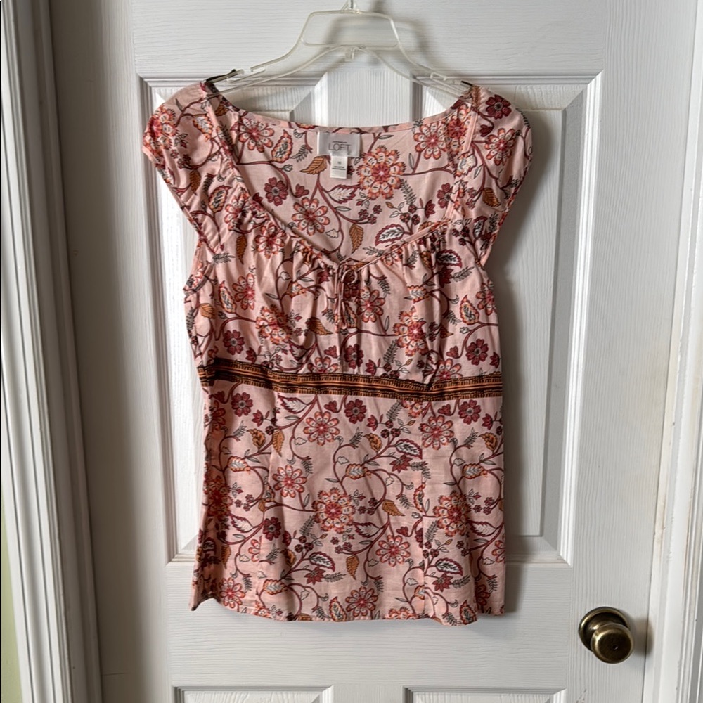 Floral Pink Women's Top with side zipper